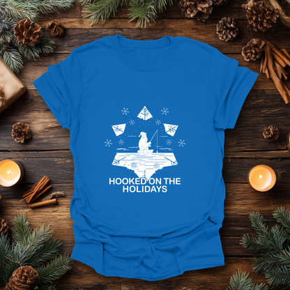 Hooked on the Holidays - Santa Ice Fishing T-Shirt