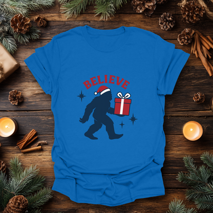 Believe in Bigfoot Christmas T-Shirt