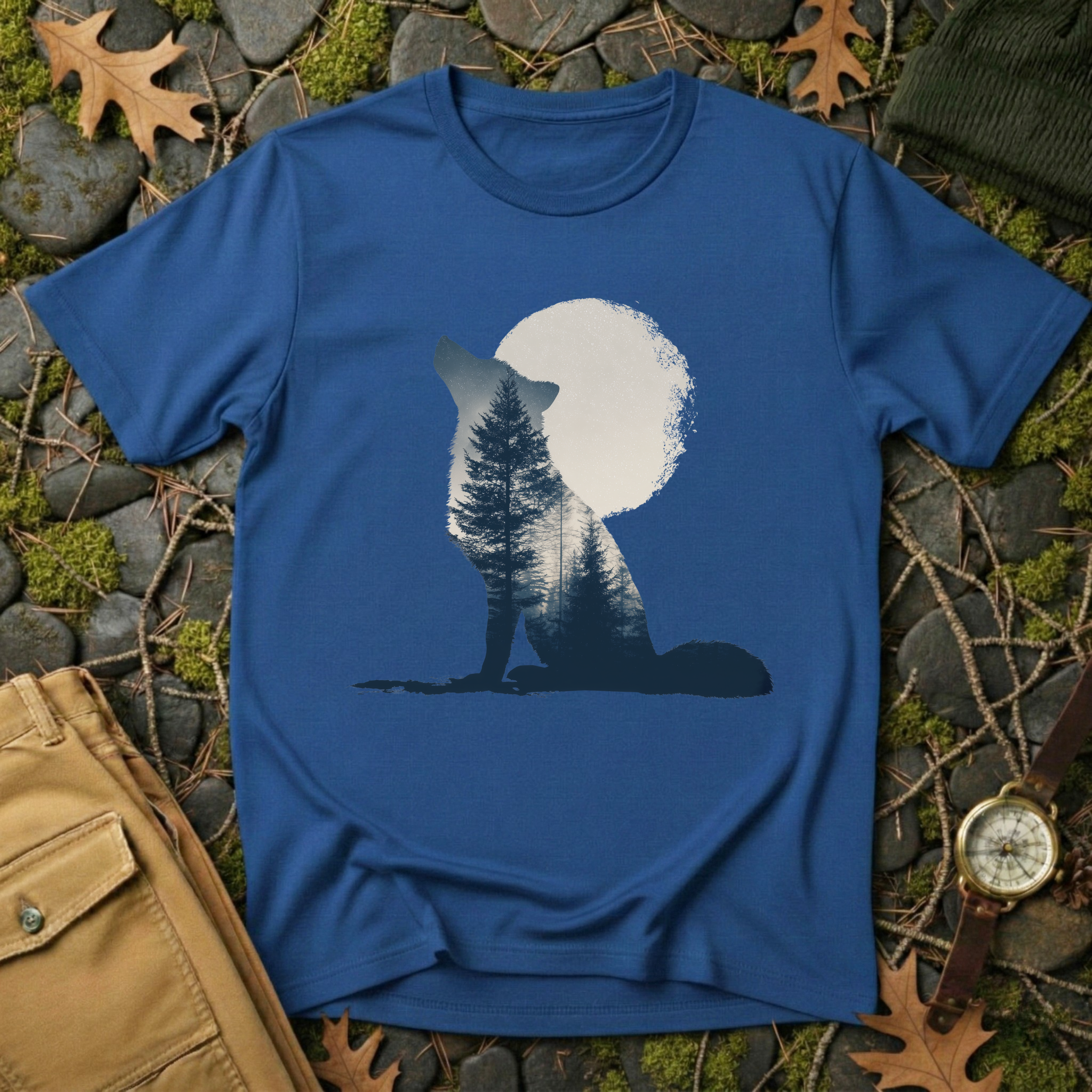 Moonlit Echo – Wolf & Wilderness T-Shirt