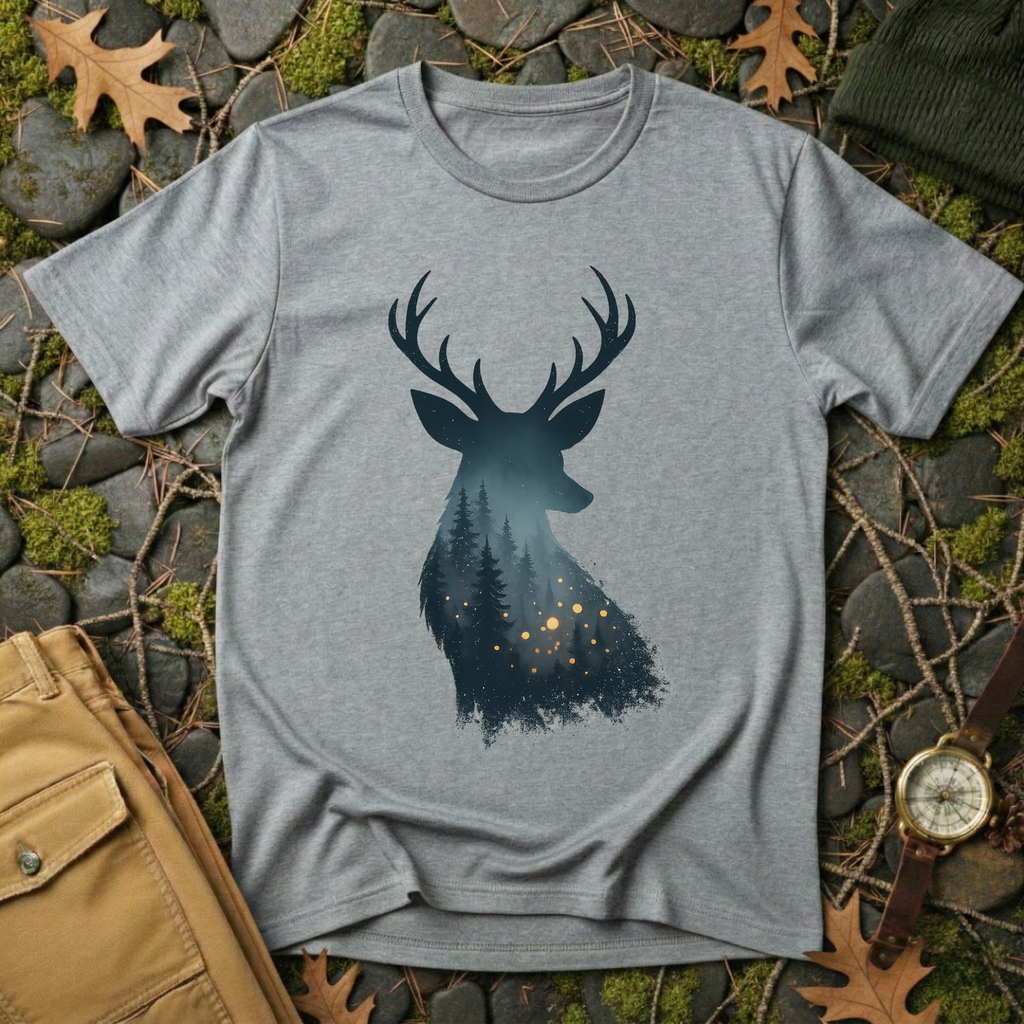 Enchanted Forest Deer Silhouette T-Shirt