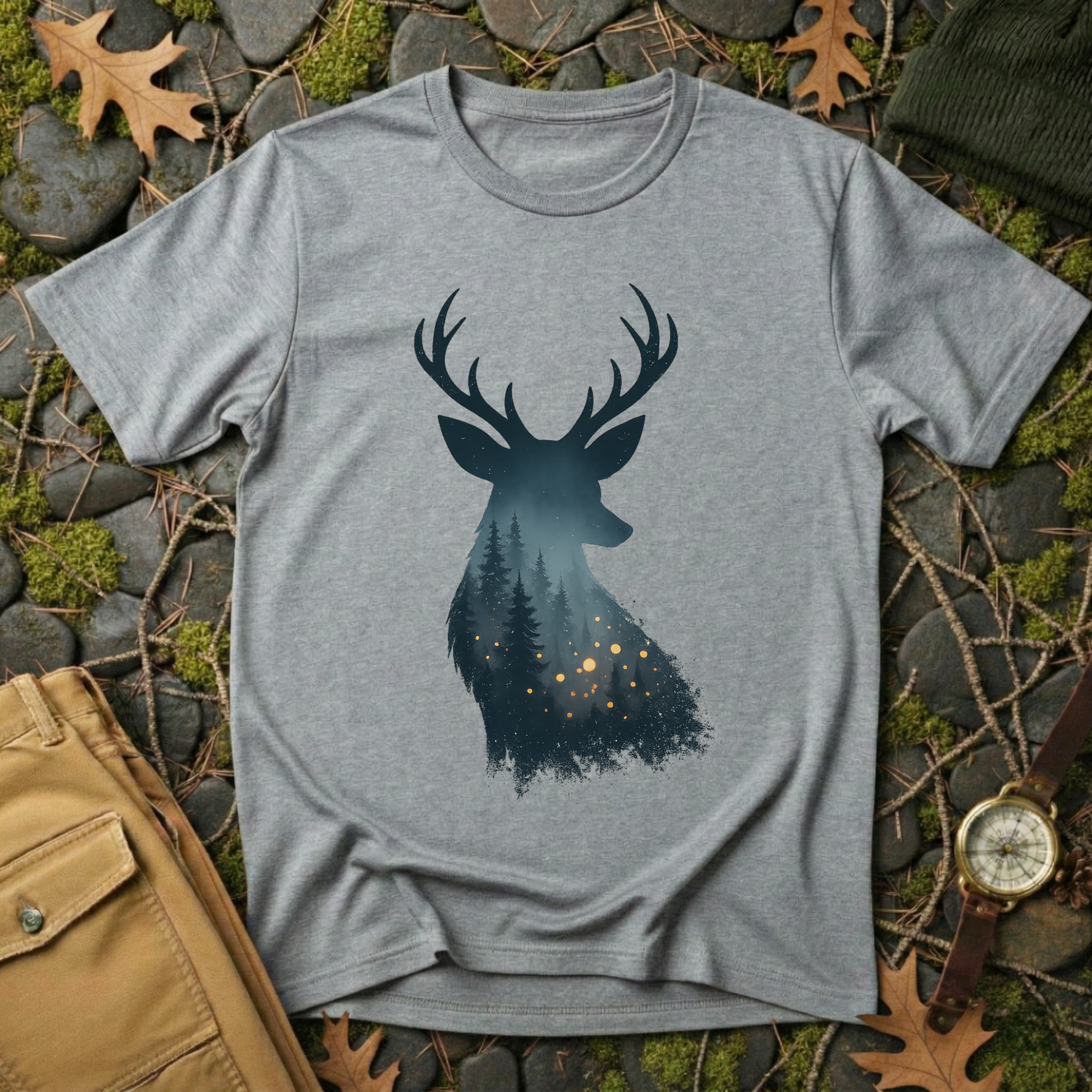 Enchanted Forest Deer Silhouette T-Shirt