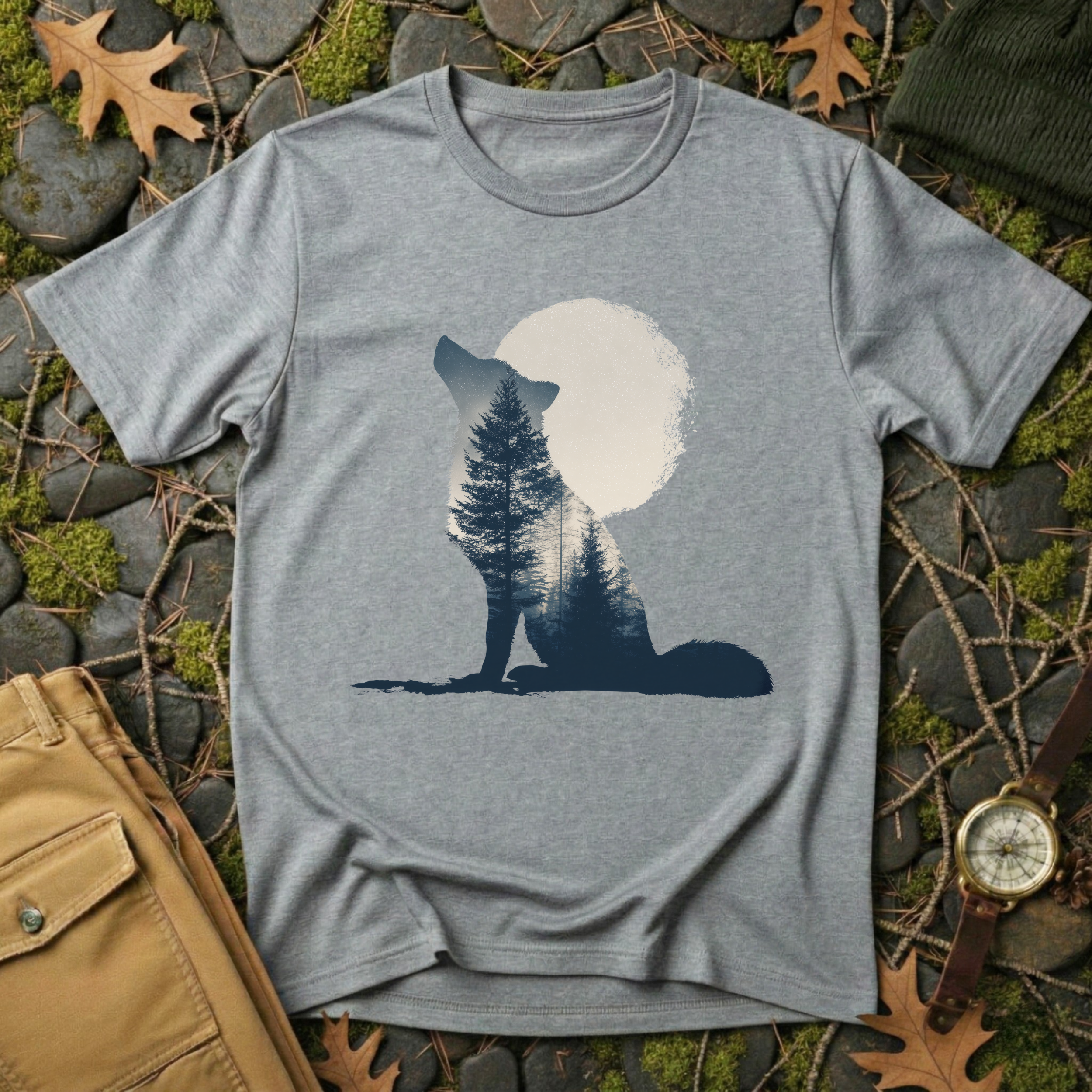Moonlit Echo – Wolf & Wilderness T-Shirt