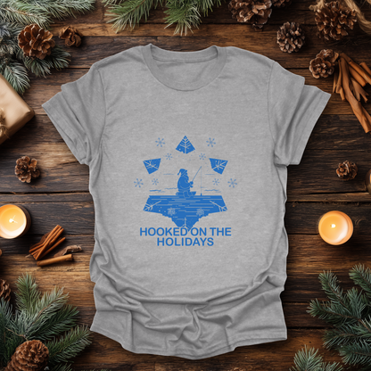 Hooked on the Holidays - Santa Ice Fishing T-Shirt