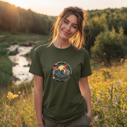 Trail Bloom Wanderer - Hiking Boots & Wildflower T-Shirt