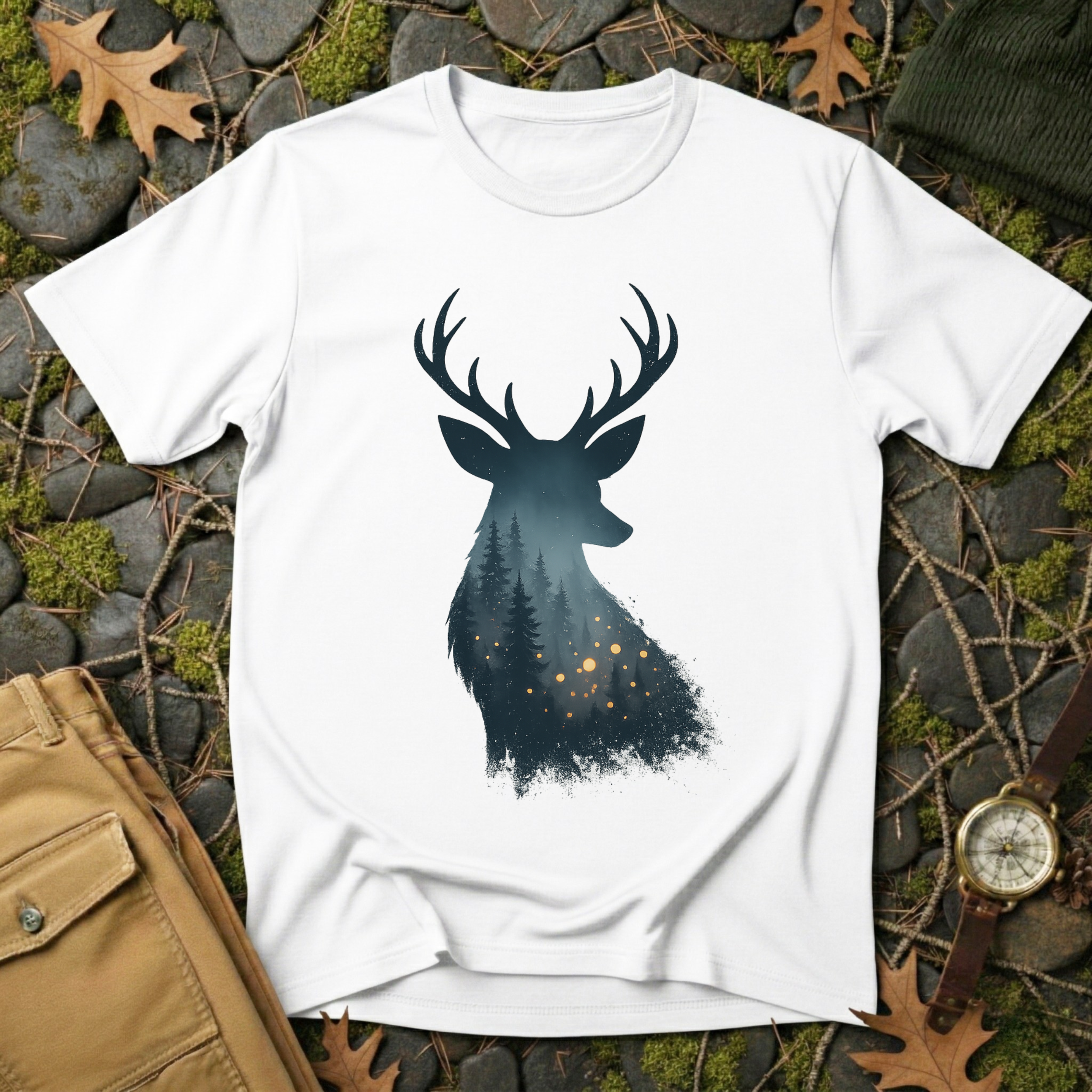 Enchanted Forest Deer Silhouette T-Shirt