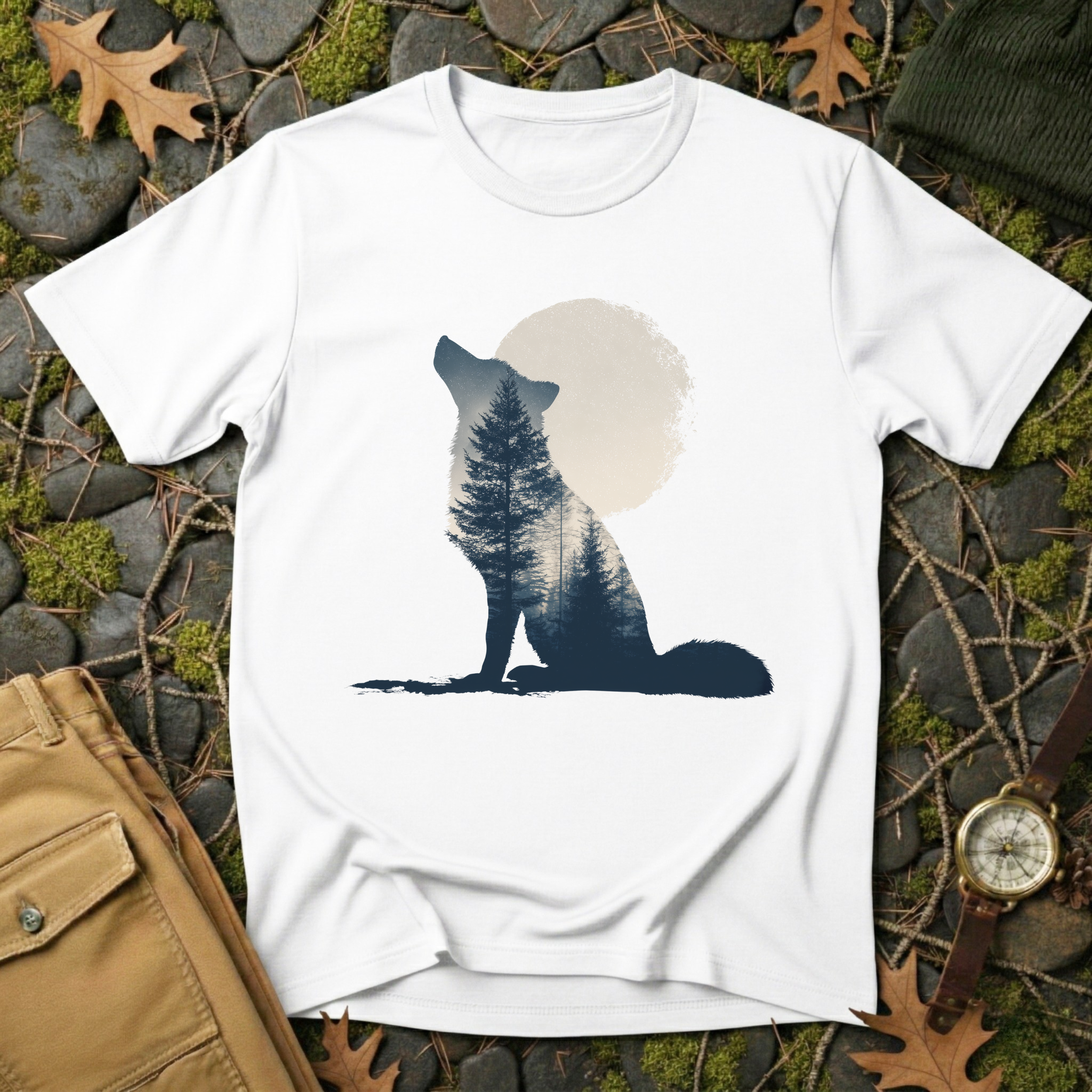 Moonlit Echo – Wolf & Wilderness T-Shirt