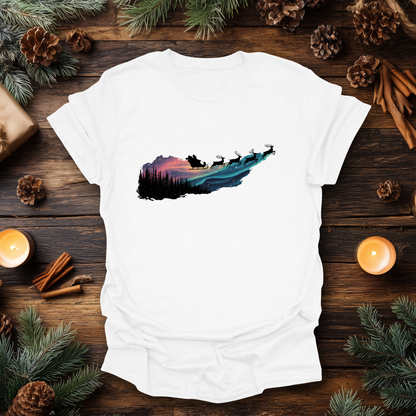 Silent Flight - Northern Lights Santa T-Shirt