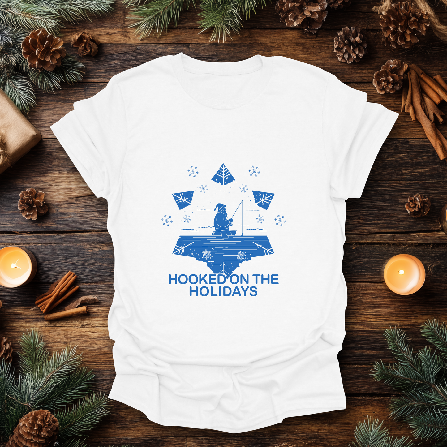Hooked on the Holidays - Santa Ice Fishing T-Shirt
