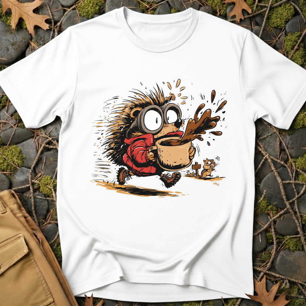 Coffee Run Hedgehog T-Shirt